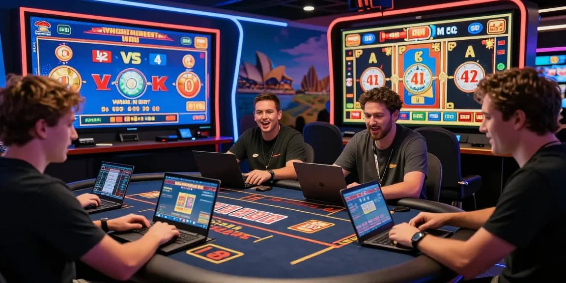 Exciting online casinos Australia scene with diverse players enjoying games in a vibrant virtual environment.