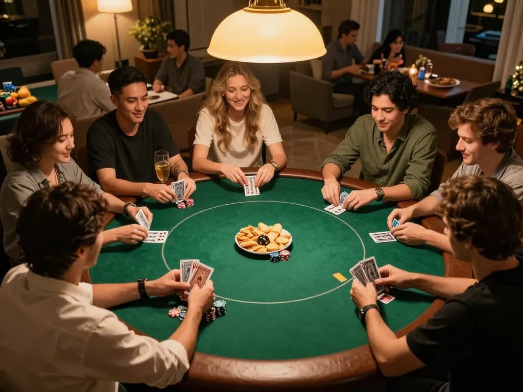 Players enjoying exciting nsfw games during an engaging poker night at home