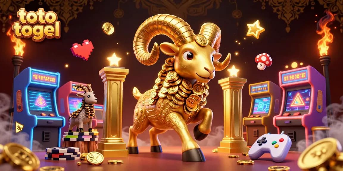 Experience the excitement of toto togel with this dynamic 3D casino illustration featuring vibrant game elements and golden rewards.