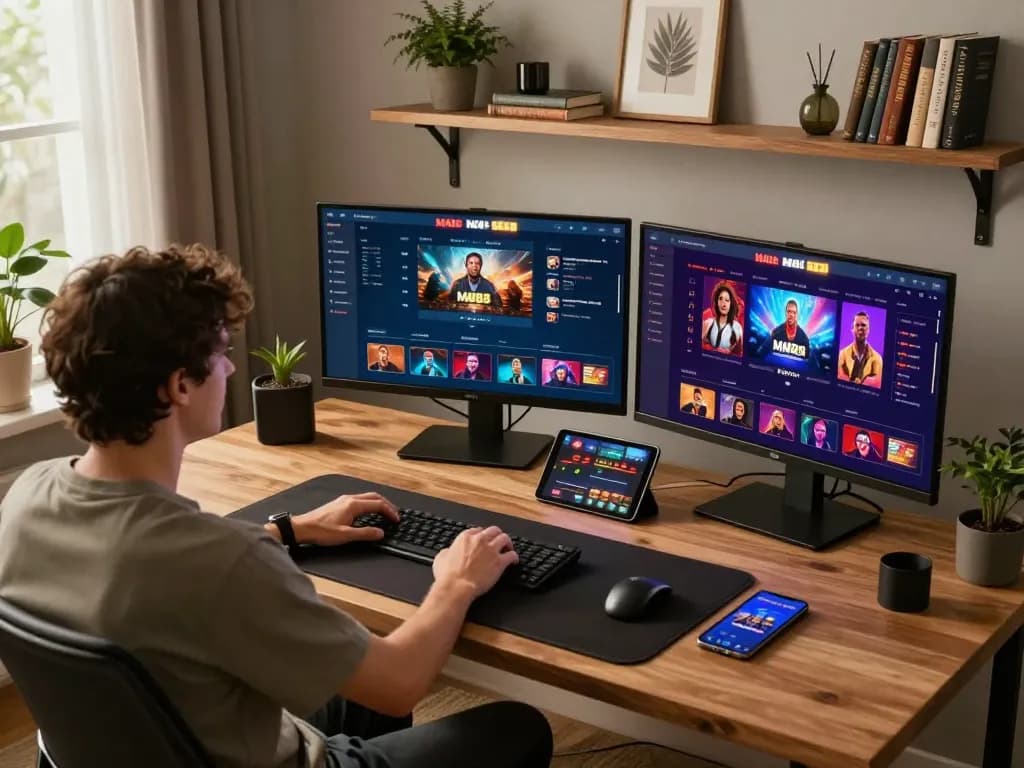 Playing the MM88 app in a cozy home office with engaging gaming setup.