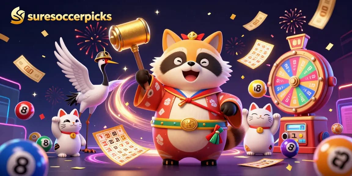 Experience winning strategies with suresoccerpicks in this vibrant casino scene featuring lottery games and lucky charms.