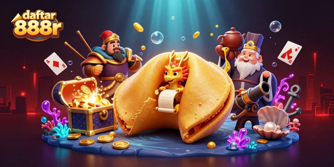 Engage in the thrills of daftar 888r with vibrant illustrations showcasing animated characters and casino elements.