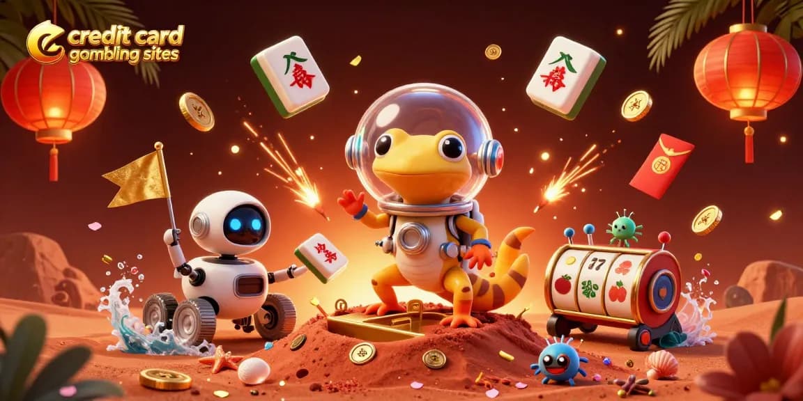Experience the excitement of credit card gambling sites with a vibrant 3D casino scene