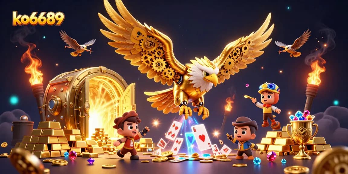 Experience thrilling wins as ko6689 soars through a dynamic casino realm filled with treasure.