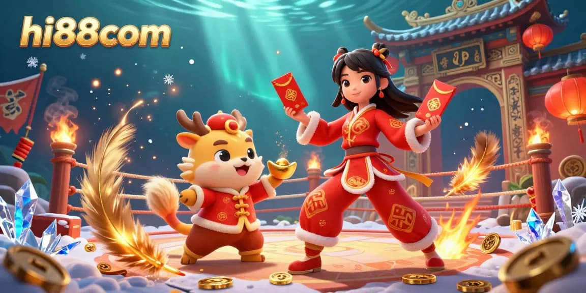 Engage in exciting action at hi88com with vibrant 3D casino illustration showcasing festive elements and rich gaming symbols.