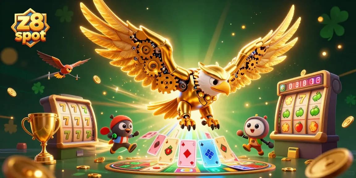 Experience thrilling action with z8 slot surrounded by dynamic slot reels and animated characters.