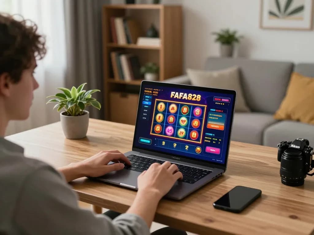 Players engaging in online gaming on FAFA828's platform, showing vibrant slots and strategic gameplay.