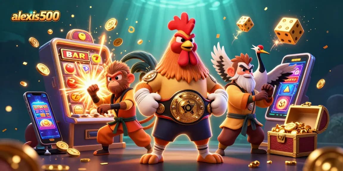 Join the excitement at alexis500 with a vibrant cartoon scene of a slot machine jackpot!