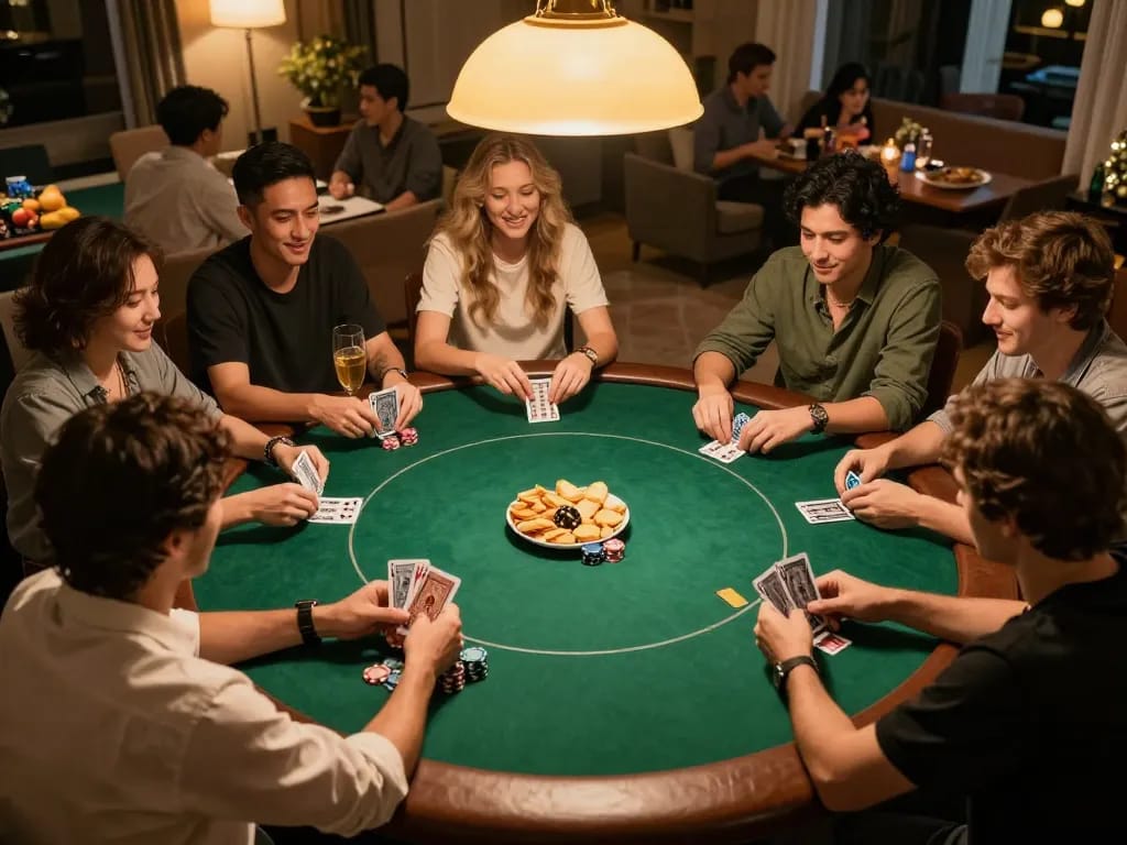 Players enjoying exciting nsfw games during an engaging poker night at home