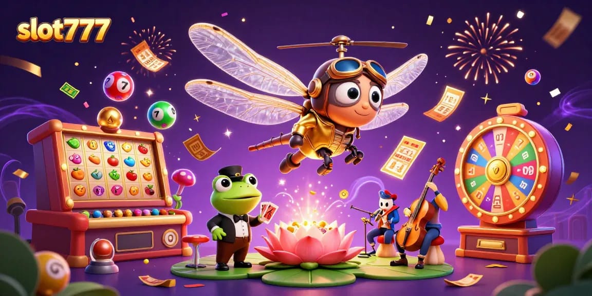 Engage with slot777 excitement featuring vibrant slot reels and lucky symbols in a lively casino scene.