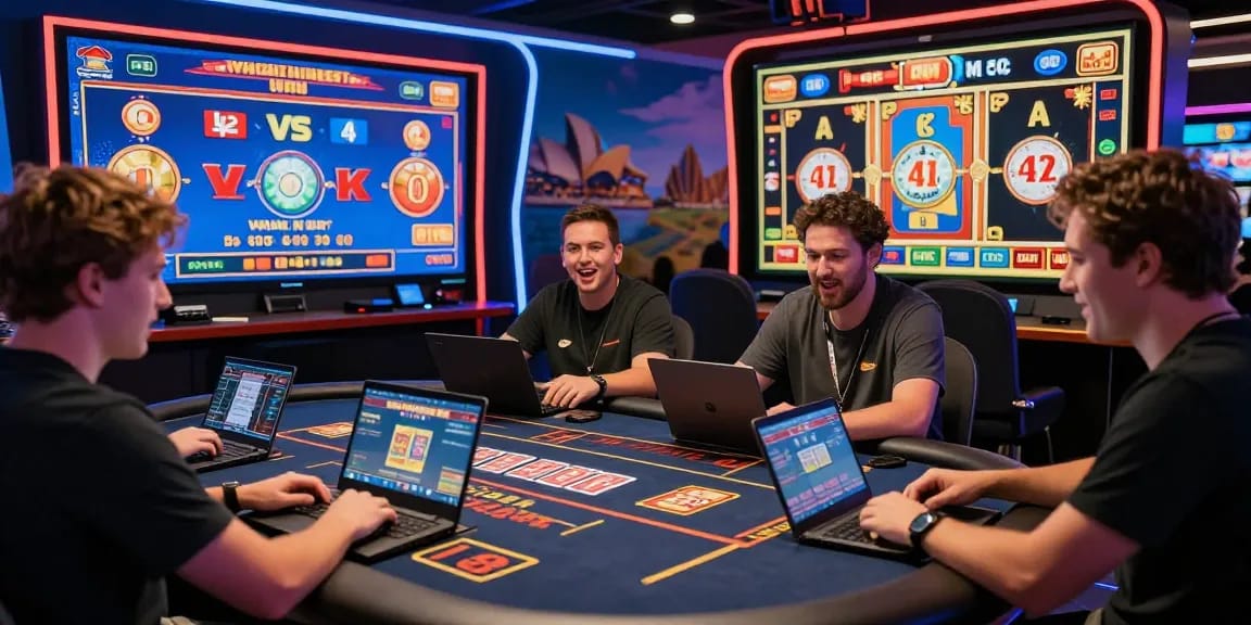 Exciting online casinos Australia scene with diverse players enjoying games in a vibrant virtual environment.