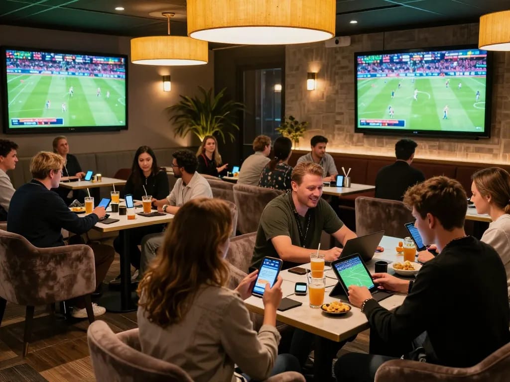Soi keo betting scene showcasing engaged bettors in upscale lounge with vibrant atmosphere