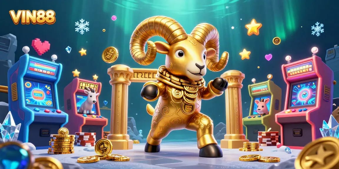 Experience thrilling gameplay with VIN88's dynamic casino elements visualized in a rich 3D scene.