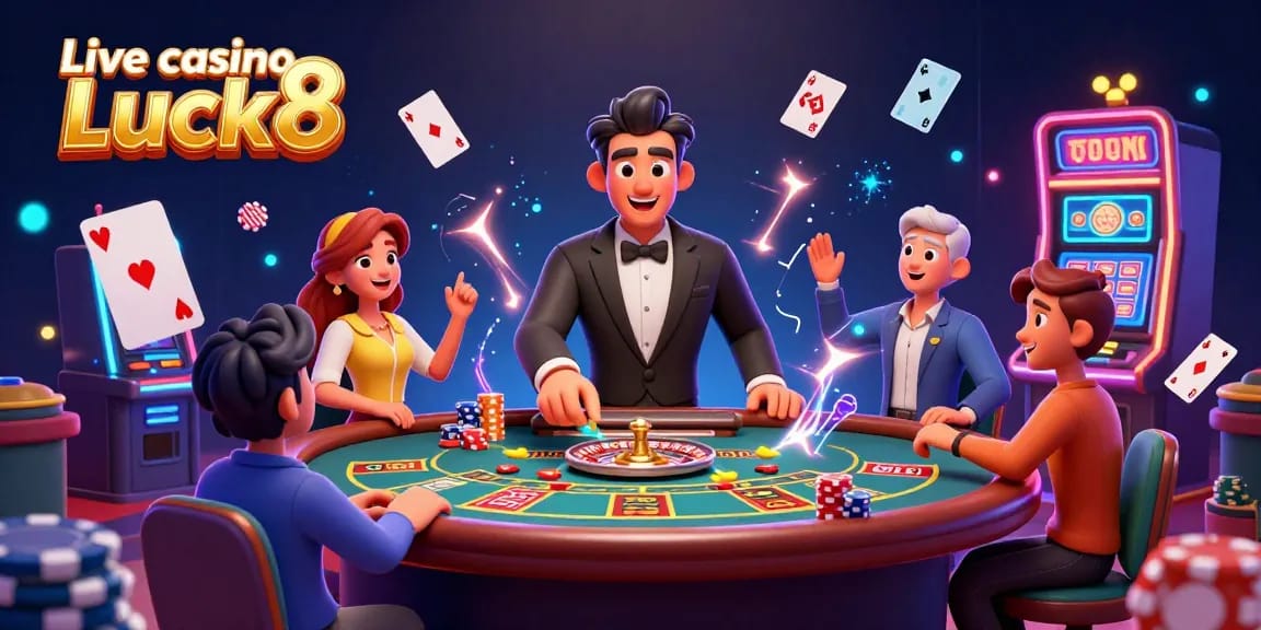 Experience the excitement of Live casino Luck8 with a vibrant roulette scene and engaging players.