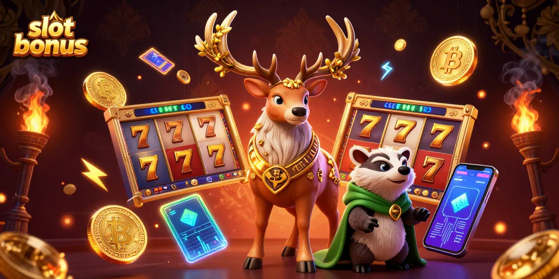 Win big with slot bonus in this vibrant casino scene featuring lucky reels and glowing characters.
