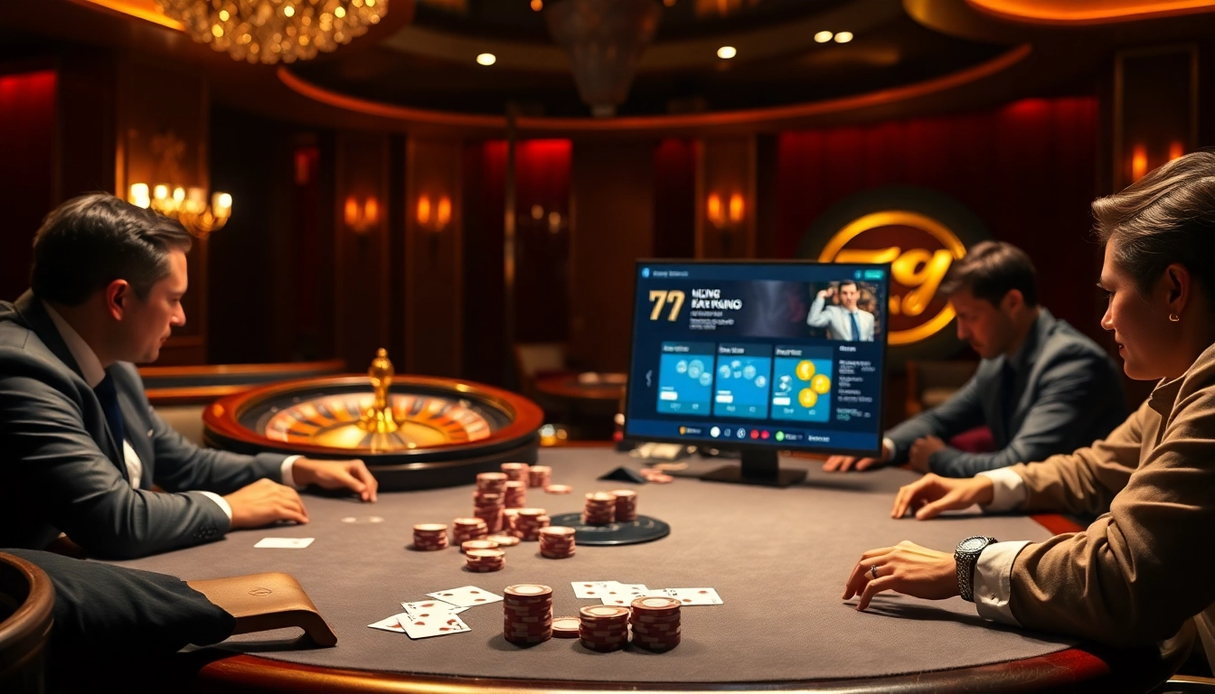 Experience excitement at 79 King with players engaged in poker gaming under dramatic lighting.