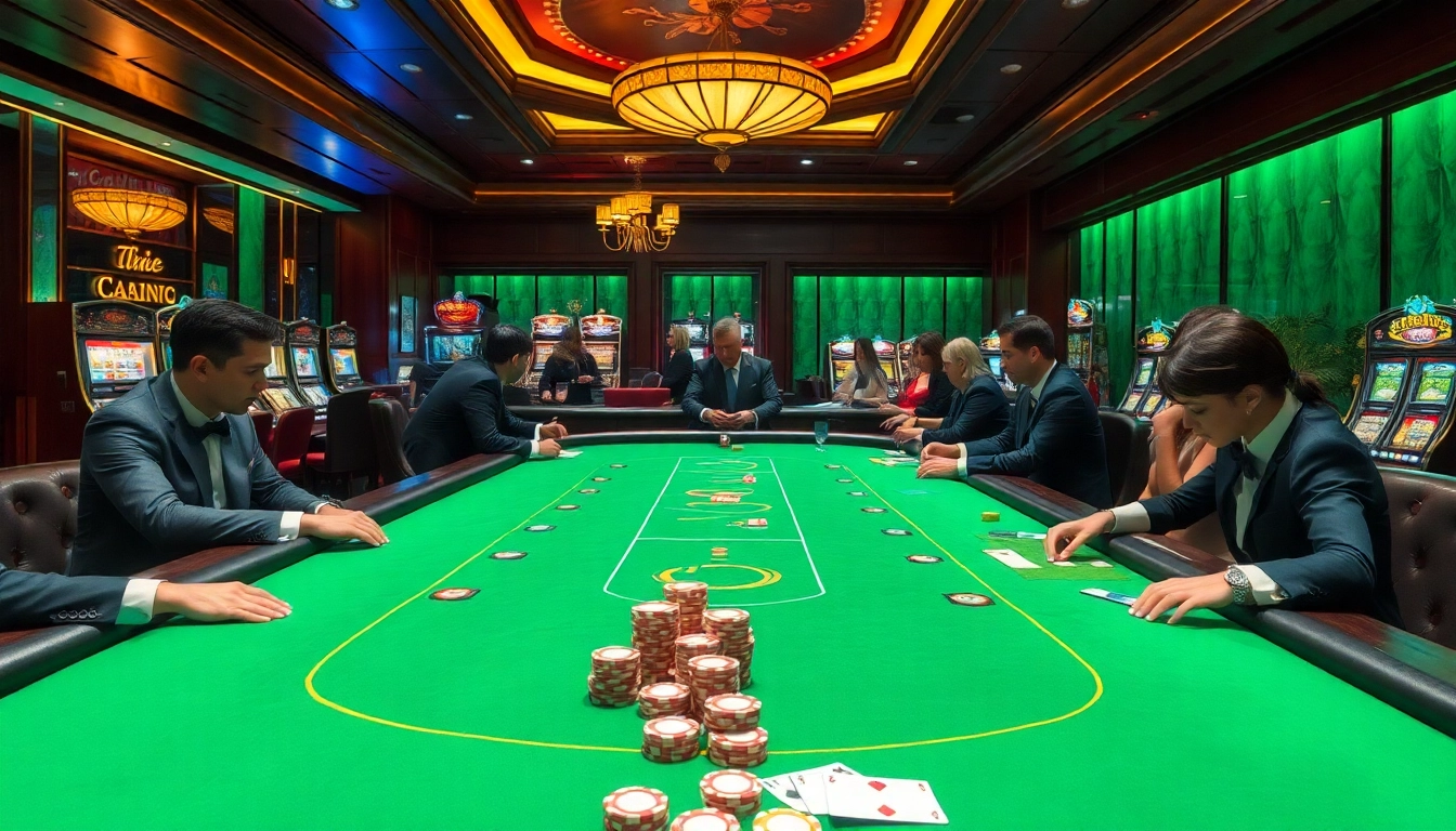 Experience the thrill of luxury138 as players engage in high-stakes betting at an elegant casino.