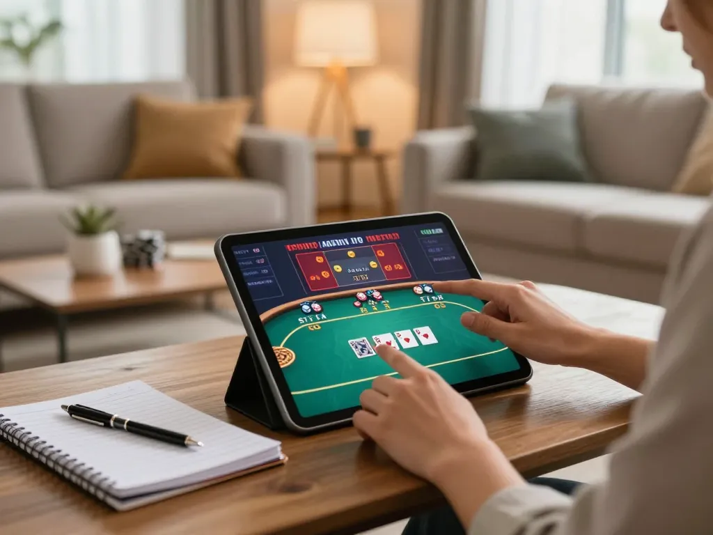 Engaging in poker at home with the 11win strategy in a cozy atmosphere.