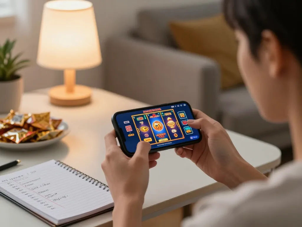 Engaging with the casino app on smartphone to truy cập LUCKYWIN for a dynamic gaming experience.