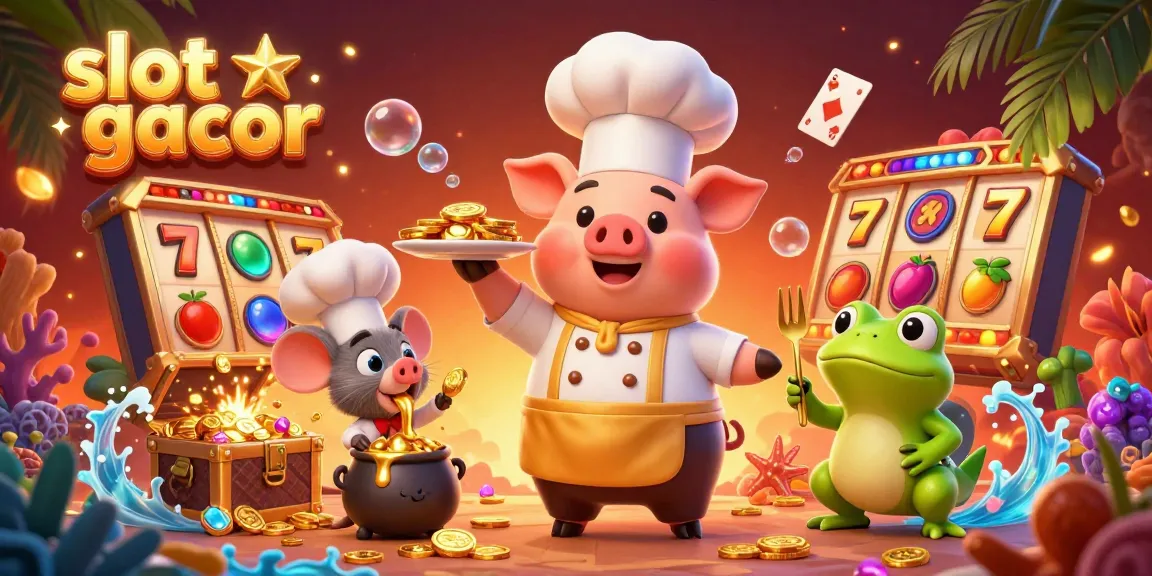 Experience thrilling slot gacor action with a vibrant 3D casino scene featuring colorful characters and elements.