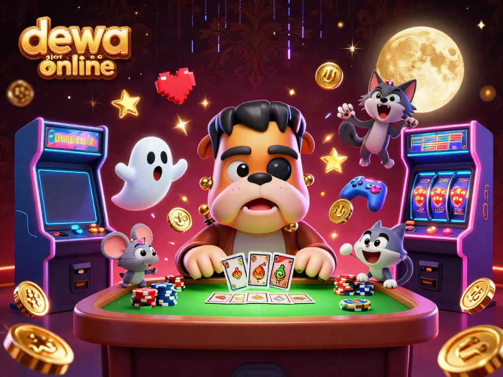 Permainan seru di dewa slot gacor online dengan karakter lucu dan elemen kasino yang menarik.
