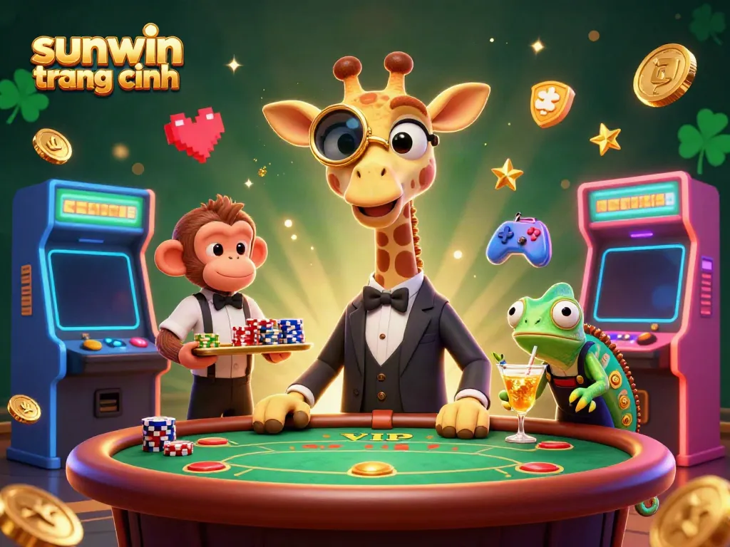 Exciting gameplay at sunwin trang chính featuring a giraffe in a suit at a poker table.