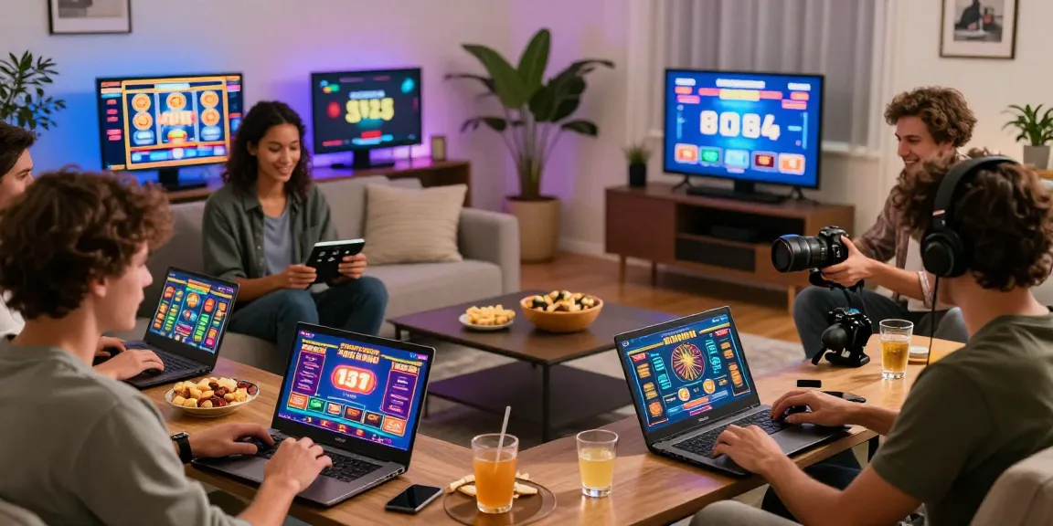 Players enjoying credit card casinos from home, showcasing vibrant gaming atmosphere and excitement.