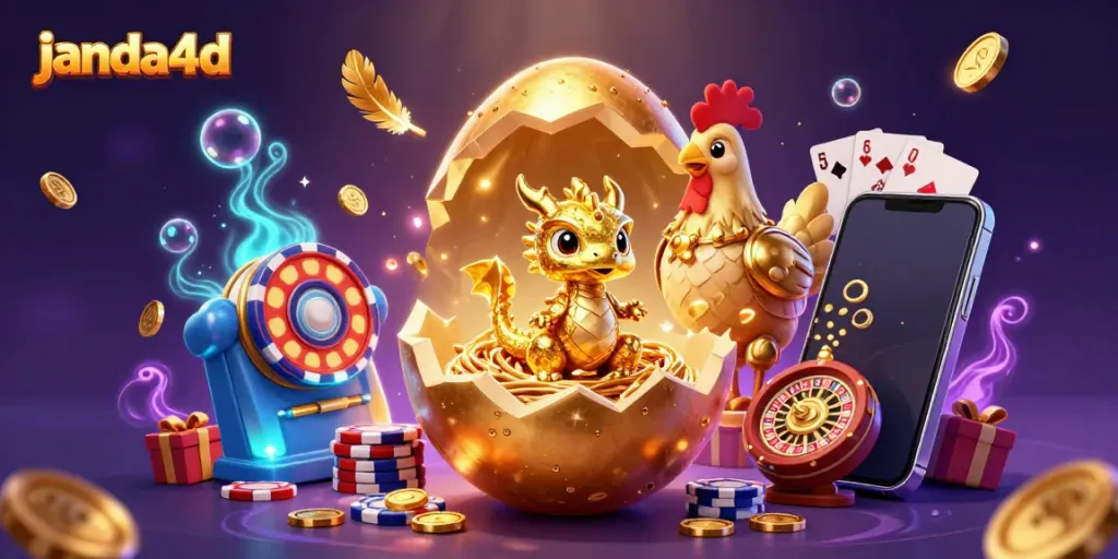 Gambarkan pengalaman bermain janda4d dengan naga emas dan chip poker di tengah slot yang berwarna-warni.