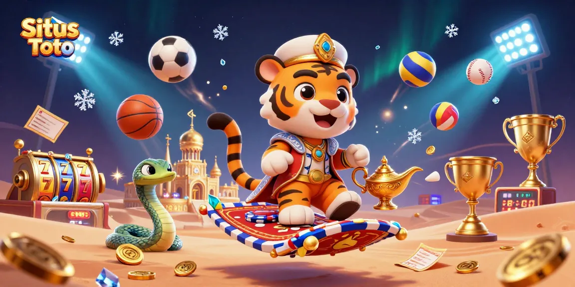 Situs Toto memberikan taruhan slot yang mengasyikkan dengan tumpukan chips dan simbol keberuntungan.