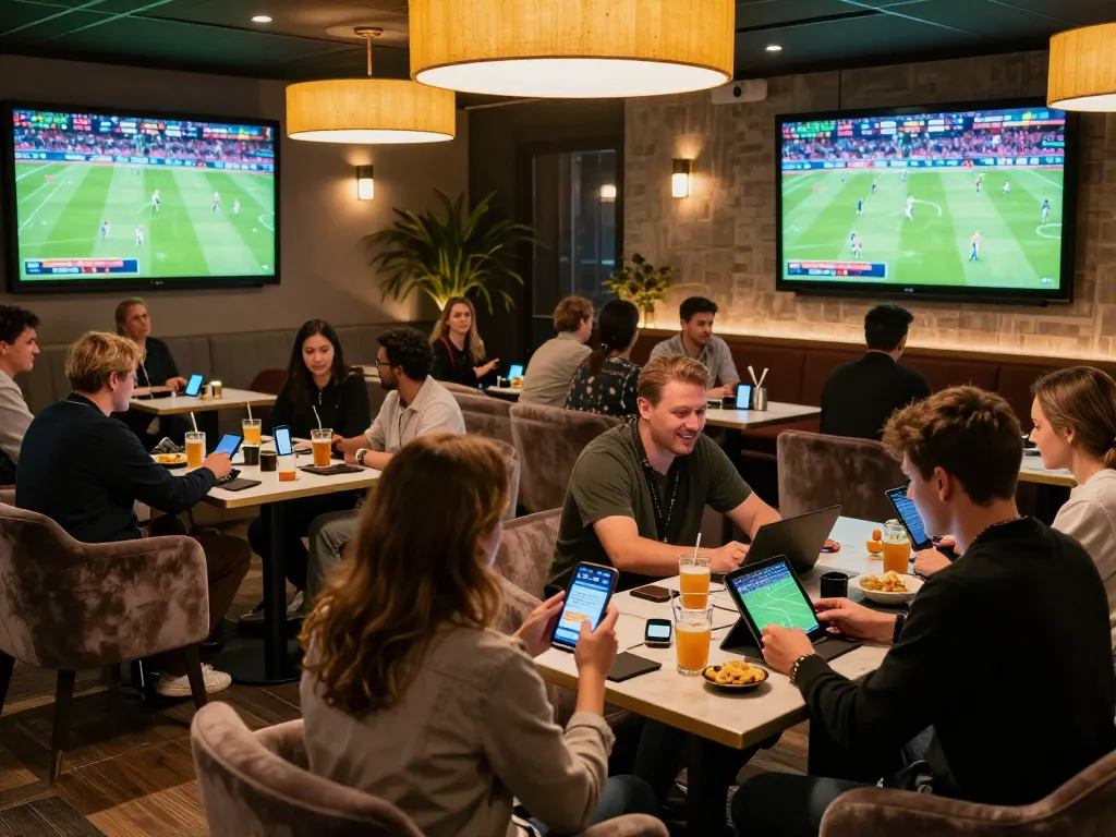 Soi keo betting scene showcasing engaged bettors in upscale lounge with vibrant atmosphere