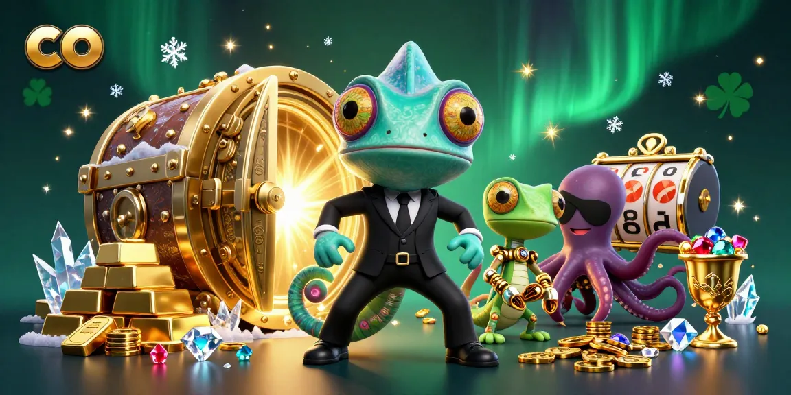 Experience the thrill of winning with co in this vibrant 3D casino illustration featuring dynamic characters and slot reels.