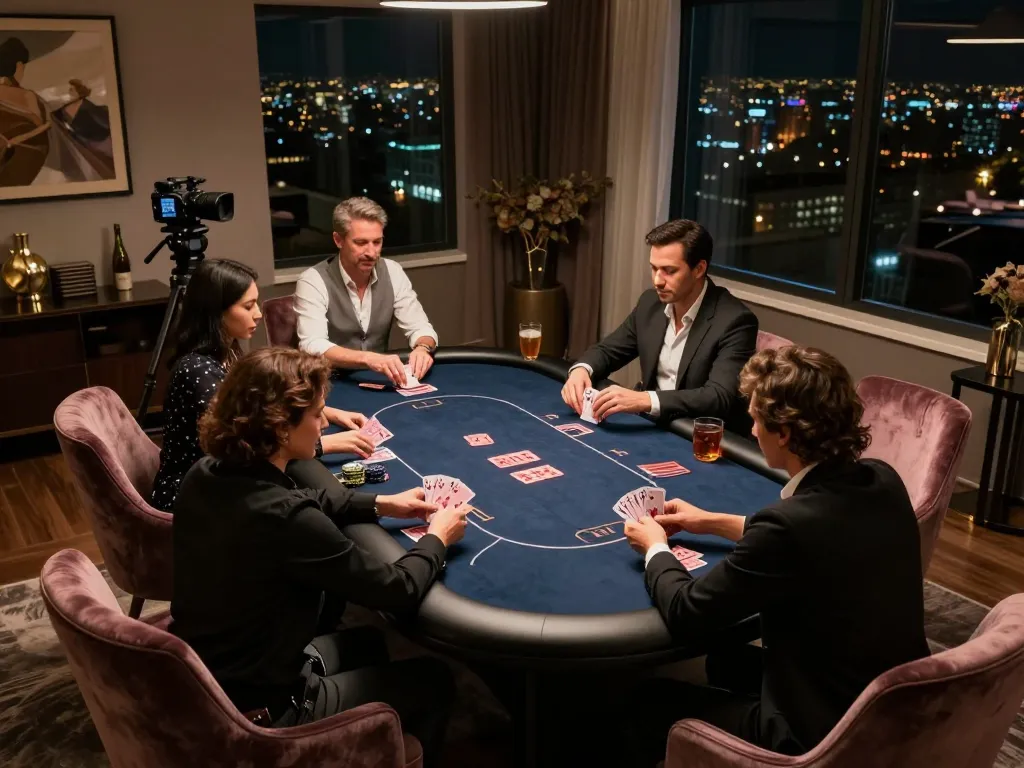 Players enjoying poker strategies at tg88 com in a luxurious private gaming room ambiance.