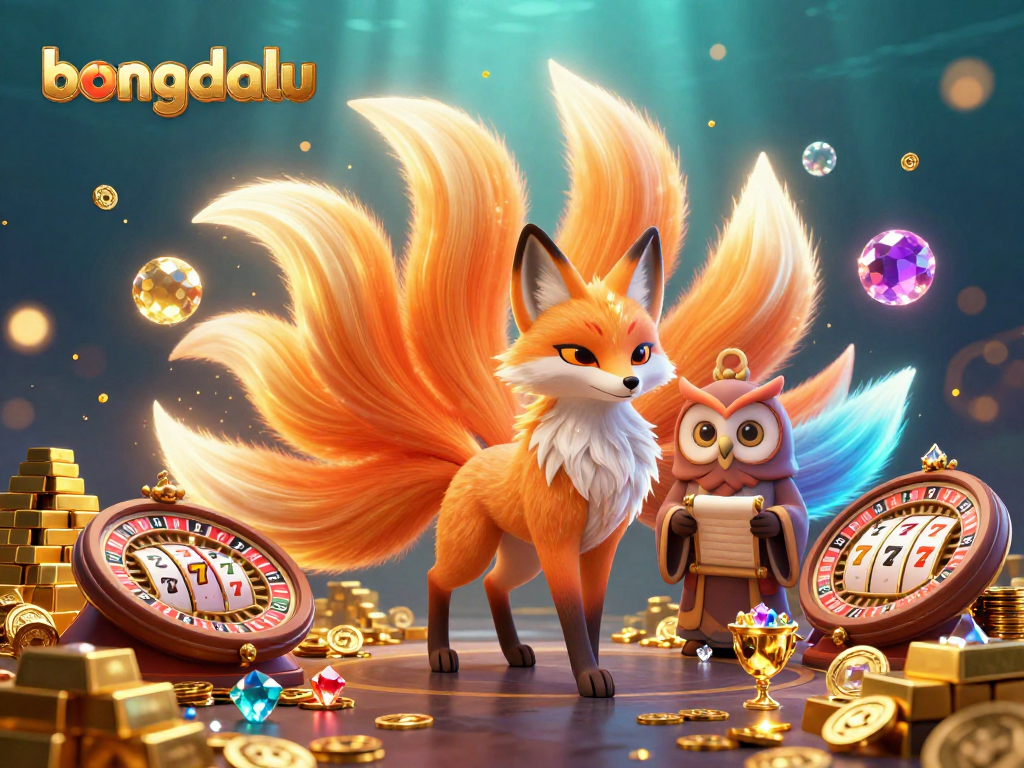 Bongdalu features a mystical scene with a glowing nine-tailed fox, wise owl, and engaging slot elements.