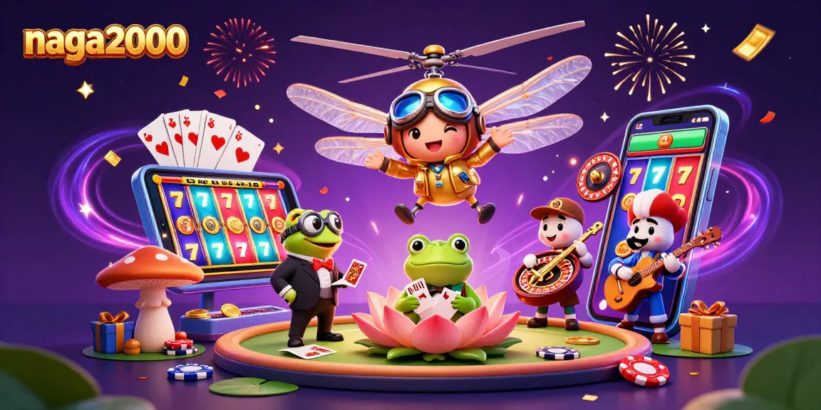 Naga2000 menghadirkan pengalaman bermain slot yang menggembirakan dengan croupier katak dan pesawat helikopter.