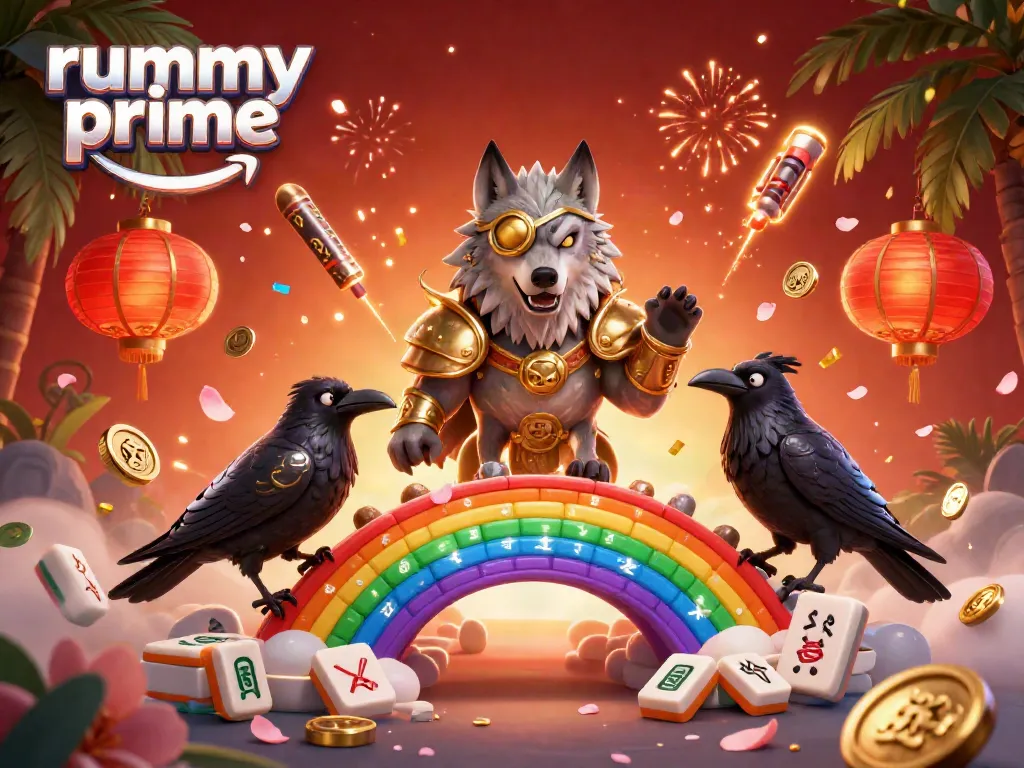 Experience the engaging world of rummy prime with Norse characters on a vibrant casino chip bridge.