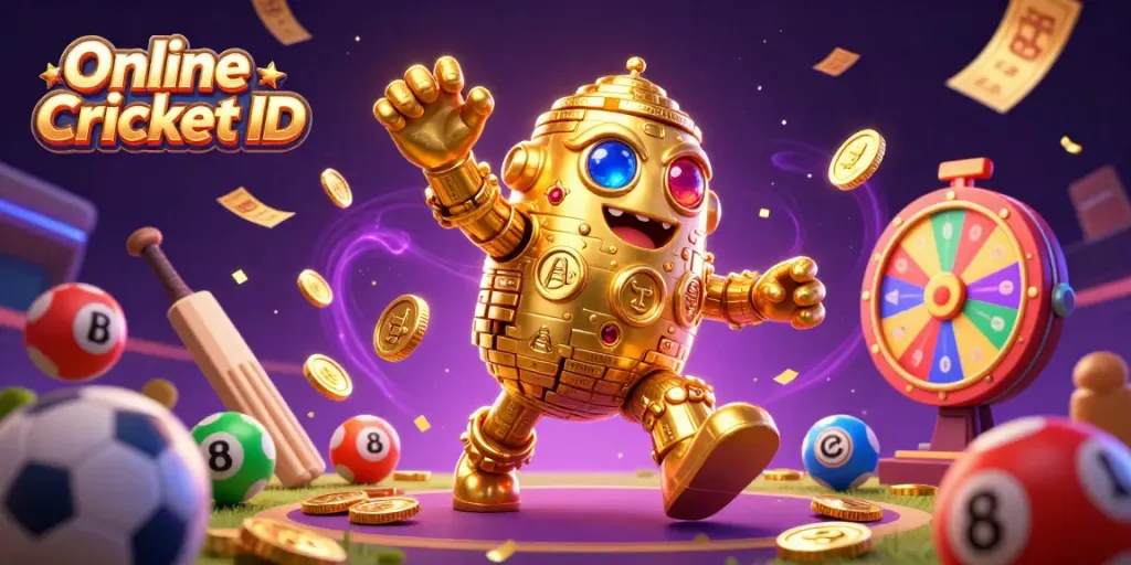 Engage with the thrill of Online Cricket ID in a vibrant 3D sports betting scene, showcasing exciting gaming elements.
