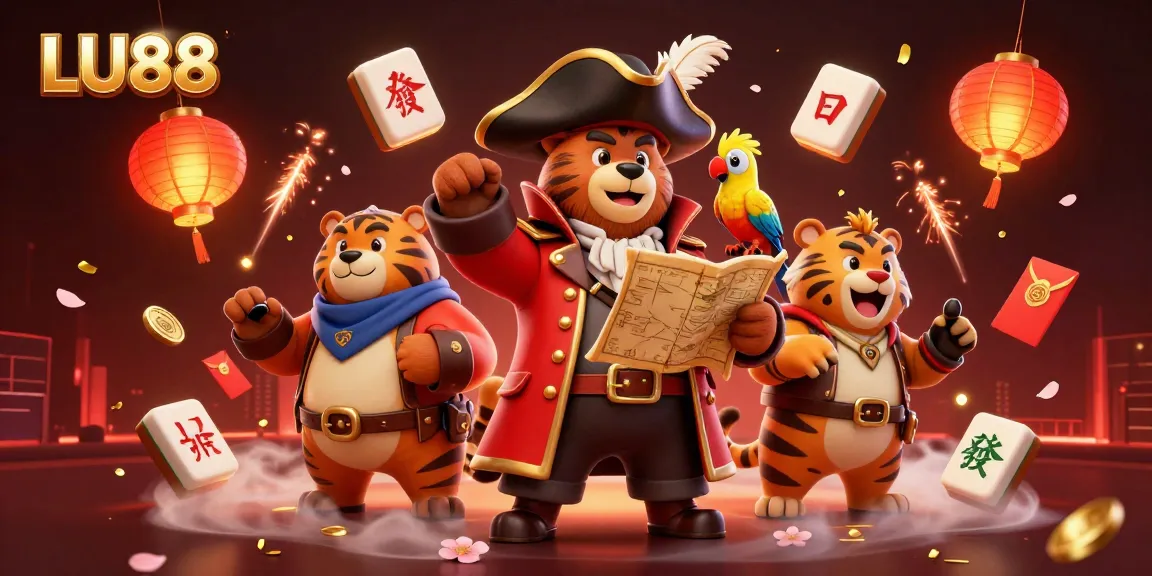 LU88 casino adventure scene with animated characters and vibrant gambling elements