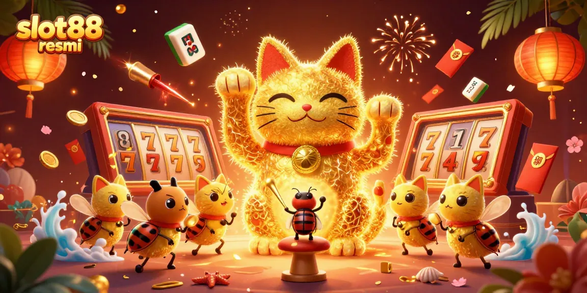 Menangkan jackpot di slot88 resmi dengan ilustrasi kasino menarik yang menunjukkan simbol keberuntungan.