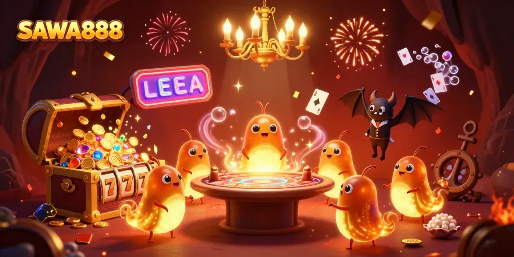 Experience exciting gameplay with SAWA888 in a vibrant casino powered by glowing glowworms.
