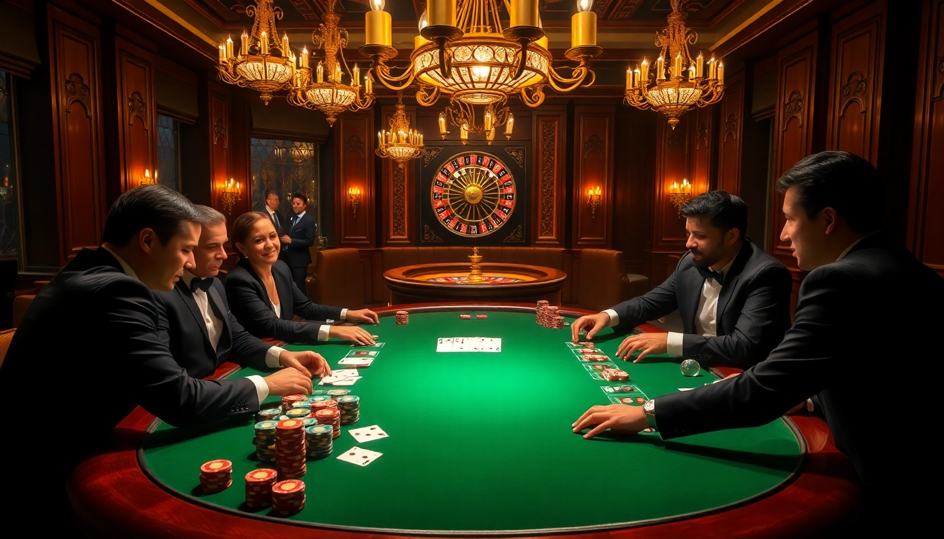 Experience high-stakes poker excitement with depo 25 bonus 28 as players strategize at a luxurious casino table.