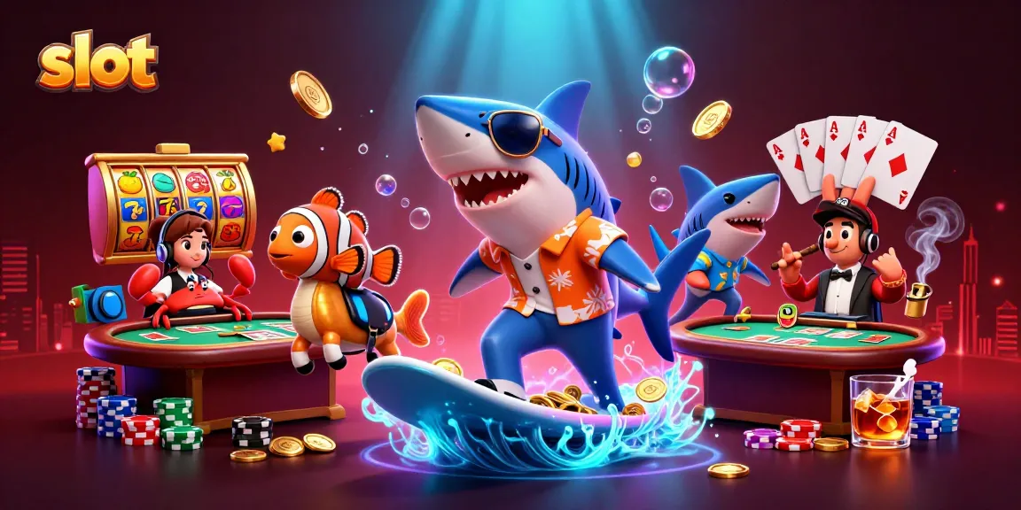 Slot yang menarik ditampilkan dengan karakter kartun laut dan elemen kasino berwarna-warni.