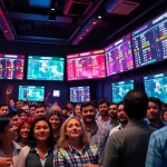 Engaging scene of sports betting activity highlighting vibrant atmosphere and bettors