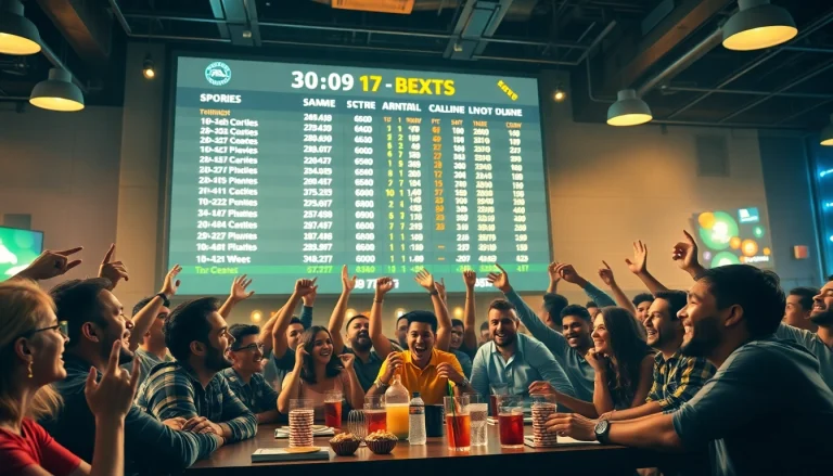 Engaging scene of online betting excitement with fans cheering and live odds displayed.