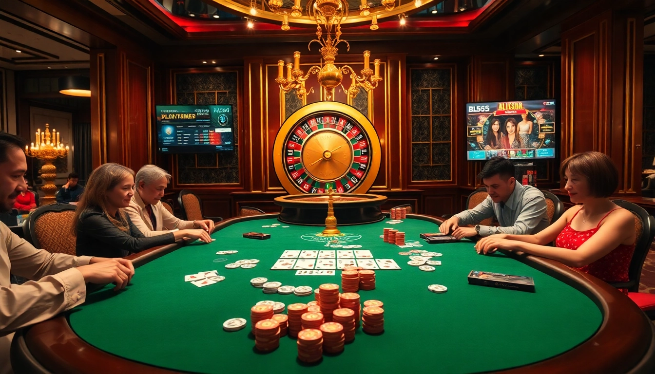 Excited players at the table enjoying high-stakes poker on nhà cái bl555.