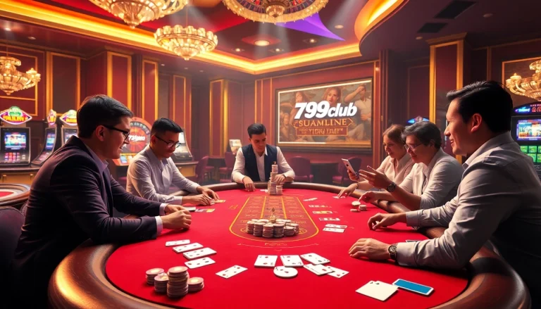 Experience the thrill of 789club at a vibrant casino table with chips and cards.