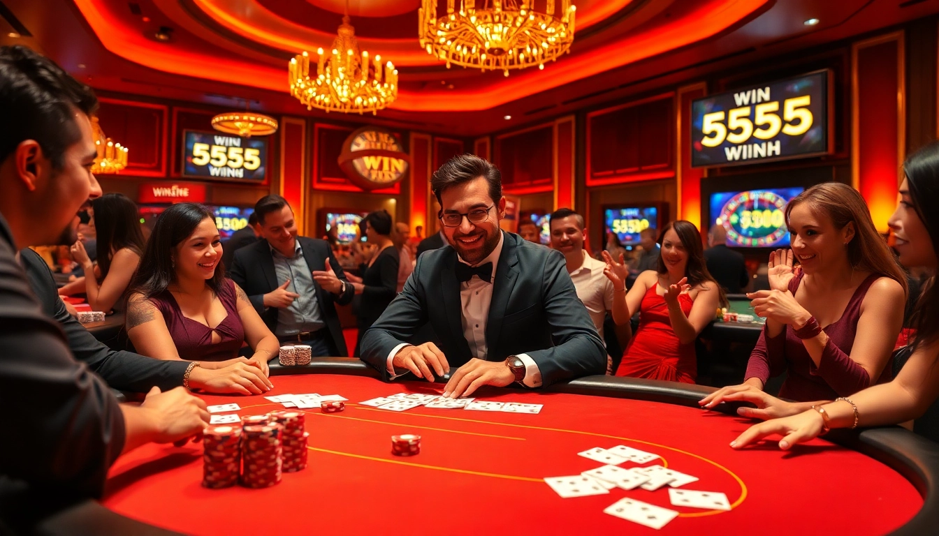 Experience the thrill of winning with 555 win at a luxurious casino table.