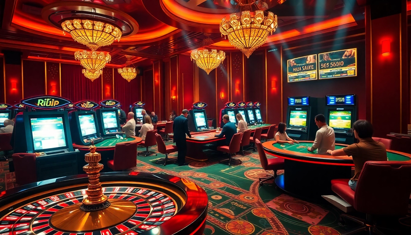 rikvip players enjoying thrilling games on a luxurious casino floor