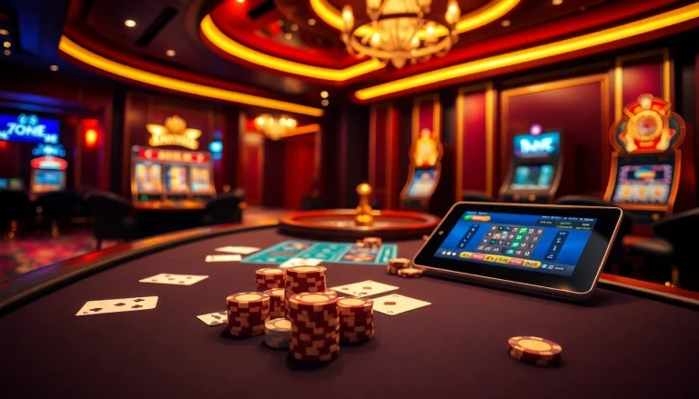 Players enjoying a thrilling game at nhà cái 789club with vibrant casino elements.