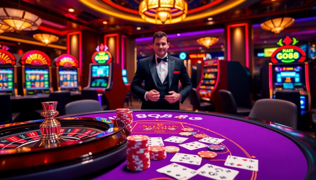 Experience thrilling games at GO88 - vibrant casino tables with chips and cards ready for action.