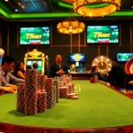 Engage in thrilling gaming action at THABET https://thabet.vegas/ with luxurious tables and vibrant poker chips.